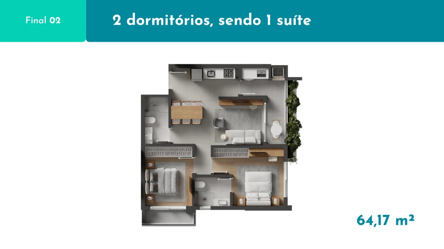 Planta studio premium A1 Elementos da Terra Coqueiros