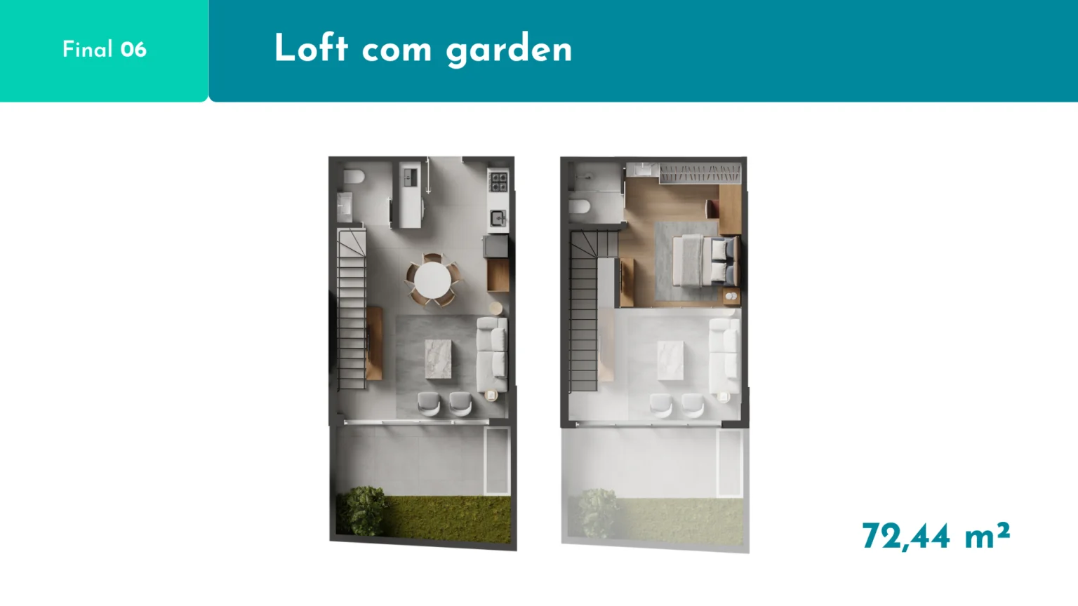 Studio loft com garden A1 Elementos da Terra