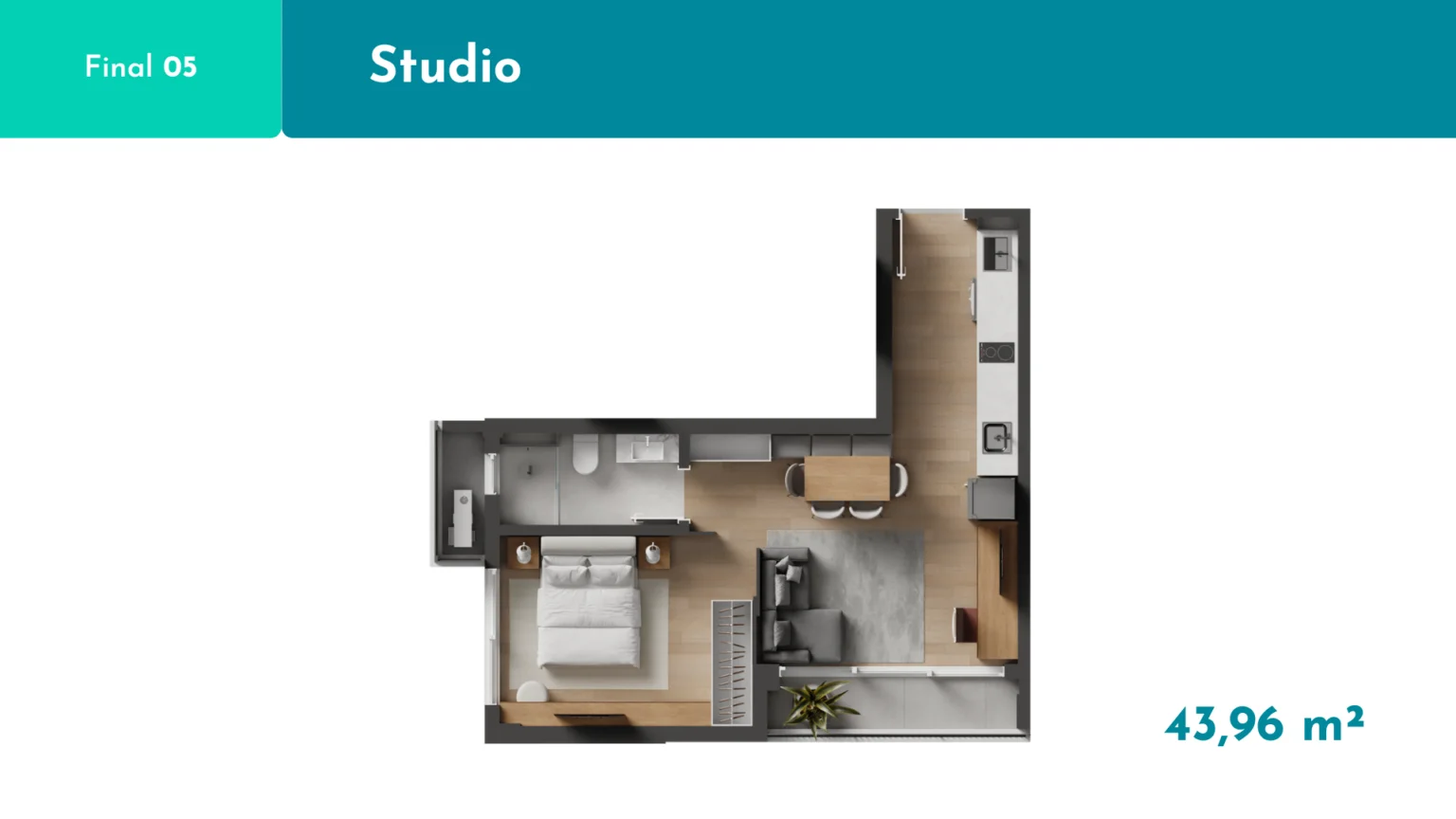 Planta studio compacto A1 Elementos da Terra Coqueiros