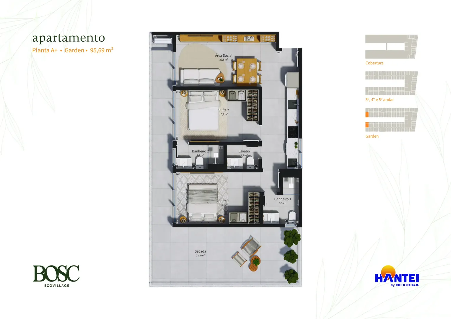 Planta apartamento tipo A-1 BOSC EcoVillage 50m²