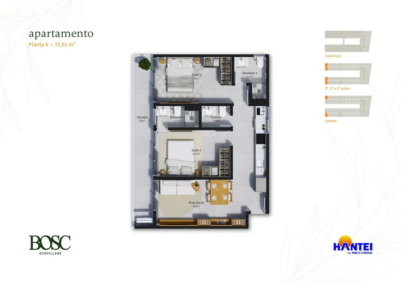 Planta apartamento tipo A BOSC EcoVillage 70m²